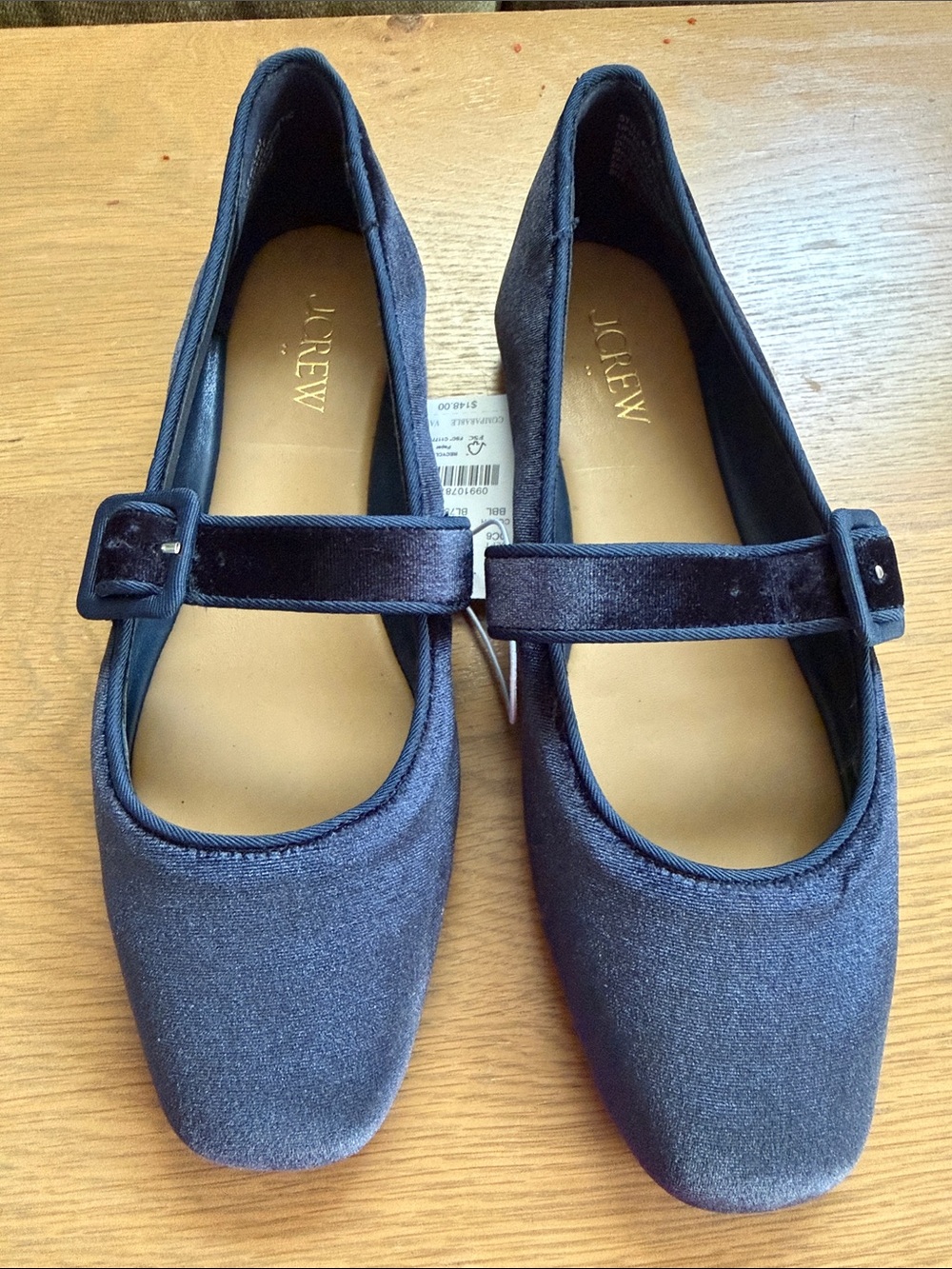 J. Crew Navy Velvet Mary Jane Flats with Buckle Strap - Picture 6 of 6